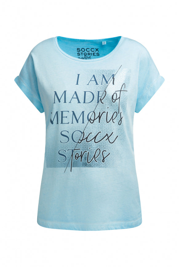 SOCCX Ärmelloses Shirt mit Folienprint - summer aqua