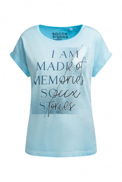SOCCX Ärmelloses Shirt mit Folienprint - summer aqua