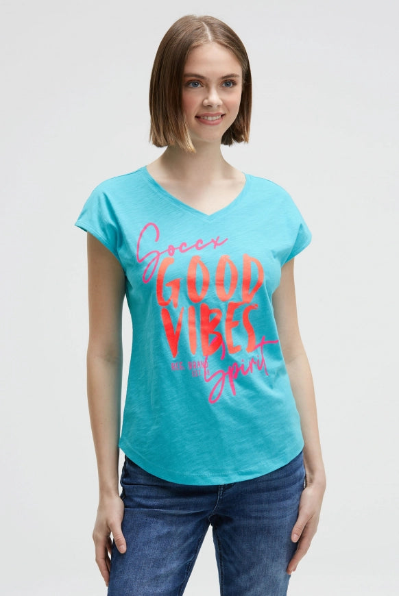 SOCCX Ärmelloses Shirt mit V-Ausschnitt und Prints