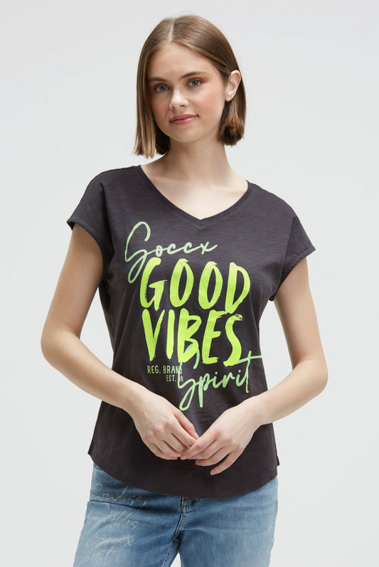 SOCCX Ärmelloses Shirt mit V-Ausschnitt und Prints