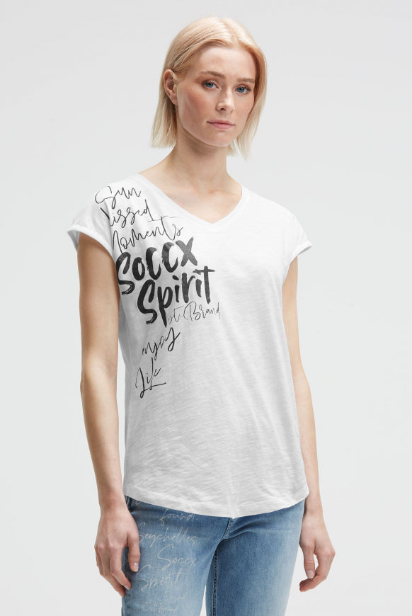 SOCCX Ärmelloses Shirt mit V-Ausschnitt und Prints