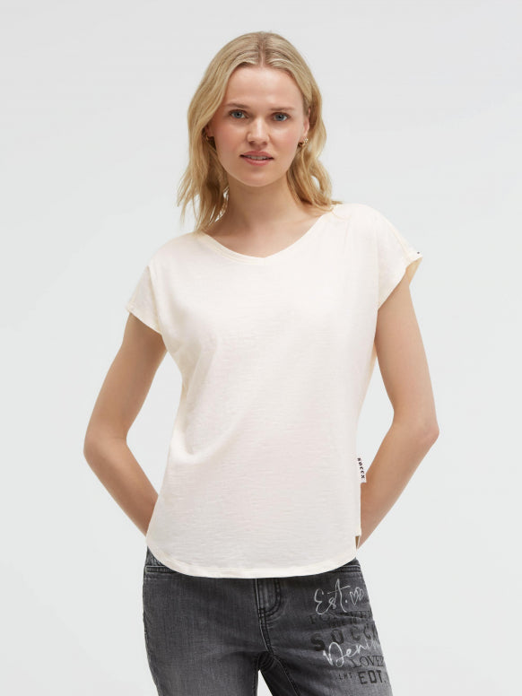 SOCCX Ärmelloses V-Shirt mit Logo Print auf den Schultern - shell sand