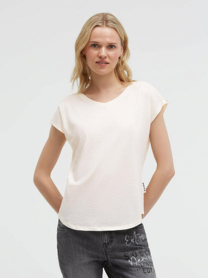 SOCCX Ärmelloses V-Shirt mit Logo Print auf den Schultern - shell sand