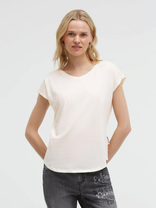 SOCCX Ärmelloses V-Shirt mit Logo Print auf den Schultern - shell sand