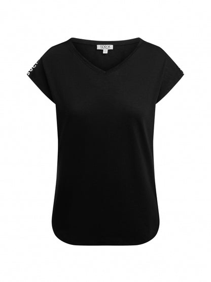 SOCCX Ärmelloses V-Shirt mit Logo Print auf den Schultern - black