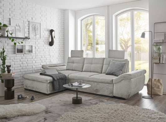 Luxus-Schlafsofa Alija von ED Exciting Design mit verstellbaren Armlehnen und Kopfstützen in drei edlen Farbtönen