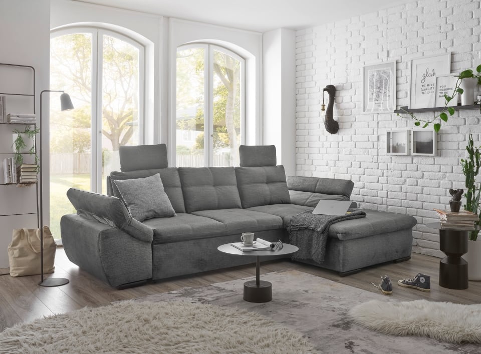 Luxus-Schlafsofa Alija von ED Exciting Design mit verstellbaren Armlehnen und Kopfstützen in drei edlen Farbtönen
