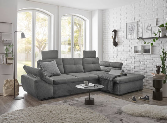 Luxus-Schlafsofa Alija von ED Exciting Design mit verstellbaren Armlehnen und Kopfstützen in drei edlen Farbtönen