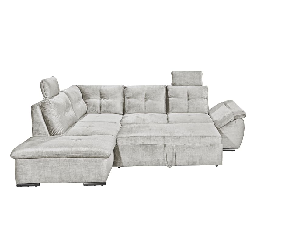 Alija Luxus-Schlafsofa mit verstellbarer Armlehne und Nosagfederung in Samtoptik – Wählbar in Silver, Grey oder Black
