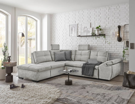 Alija Luxus-Schlafsofa mit verstellbarer Armlehne und Nosagfederung in Samtoptik – Wählbar in Silver, Grey oder Black