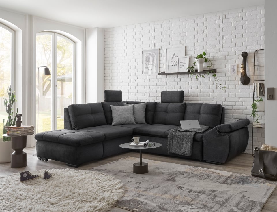 Alija Luxus-Schlafsofa mit verstellbarer Armlehne und Nosagfederung in Samtoptik – Wählbar in Silver, Grey oder Black