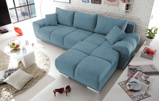 Ed Exciting Design Sofa Anton mit Schlaffunktion &amp; Bettkasten in verschiedenen Farben erhältlich Luxus-Webstoff Flachgewebe beidseitig montierbar