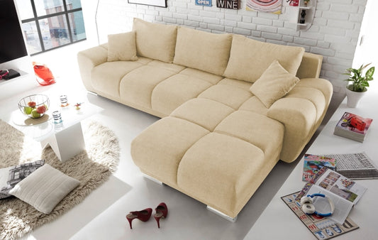 Ed Exciting Design Sofa Anton mit Schlaffunktion &amp; Bettkasten in verschiedenen Farben erhältlich Luxus-Webstoff Flachgewebe beidseitig montierbar