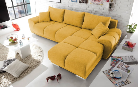 Ed Exciting Design Sofa Anton mit Schlaffunktion &amp; Bettkasten in verschiedenen Farben erhältlich Luxus-Webstoff Flachgewebe beidseitig montierbar