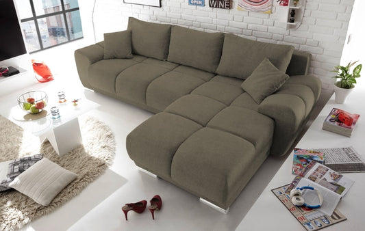 Ed Exciting Design Sofa Anton mit Schlaffunktion &amp; Bettkasten in verschiedenen Farben erhältlich Luxus-Webstoff Flachgewebe beidseitig montierbar