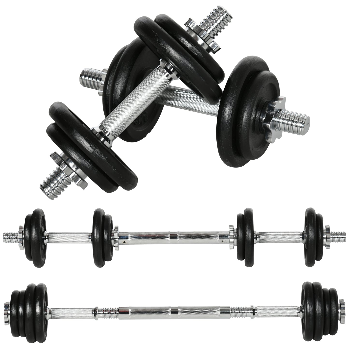 HOMCOM 2 in 1 Hantelnset verstellbares Dumbbellset 20 KG Kurzhantel und Langhantel mit Verbindungsrohr rostfrei und rutschfest für effektives Training   Aosom.de