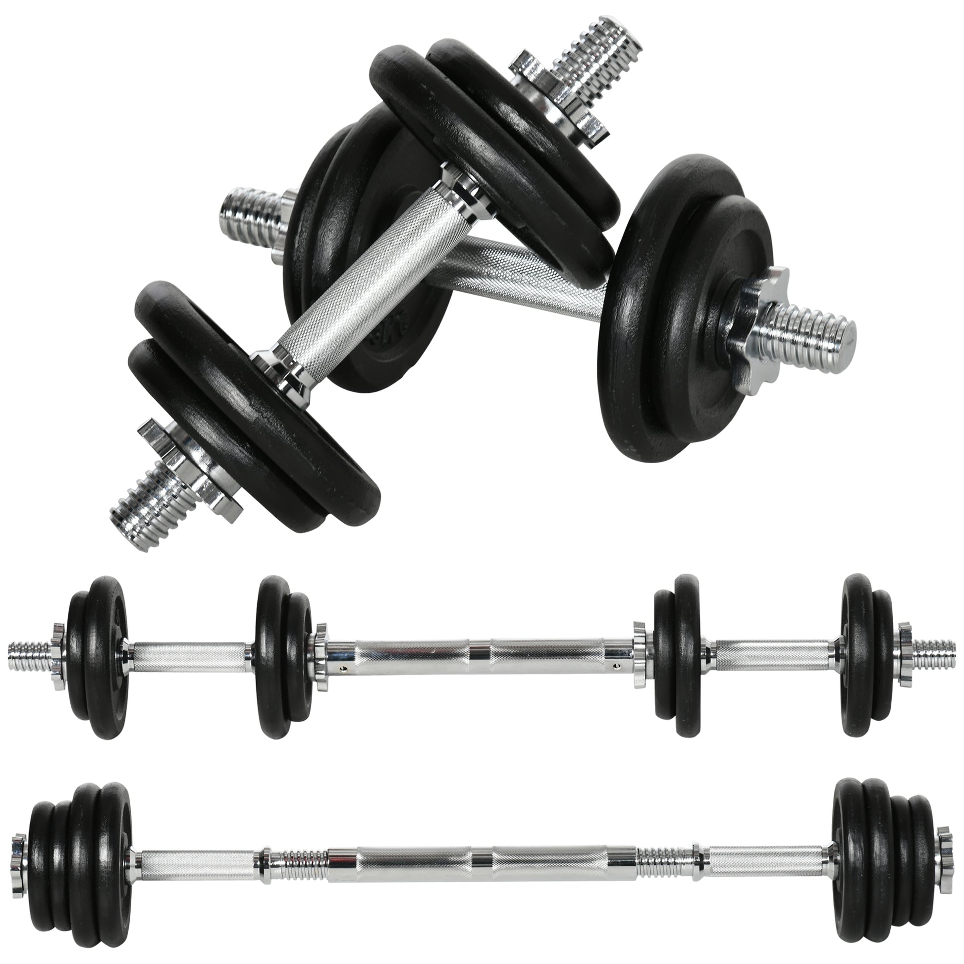 HOMCOM 2 in 1 Hantelnset verstellbares Dumbbellset 20 KG Kurzhantel und Langhantel mit Verbindungsrohr rostfrei und rutschfest für effektives Training   Aosom.de