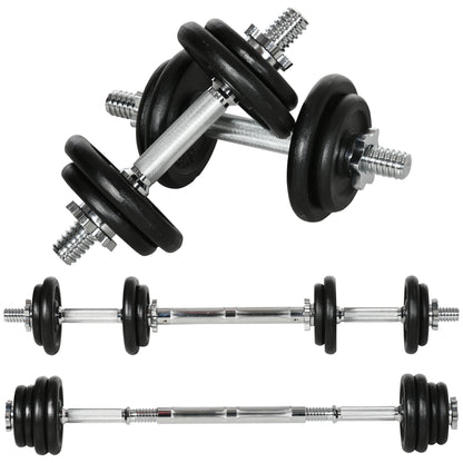 HOMCOM 2 in 1 Hantelnset verstellbares Dumbbellset 20 KG Kurzhantel und Langhantel mit Verbindungsrohr rostfrei und rutschfest für effektives Training   Aosom.de