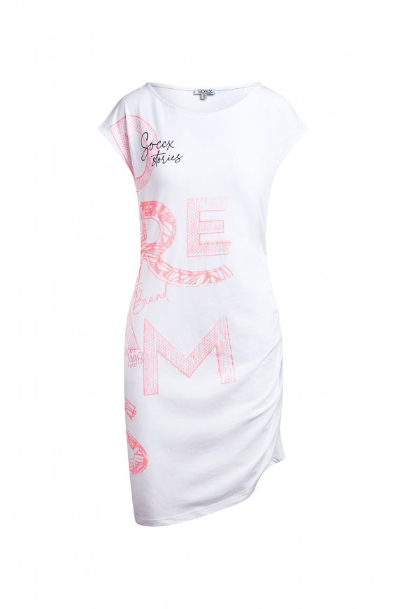 SOCCX Asymetrisches Jerseykleid mit Print und Raffung - opticwhite