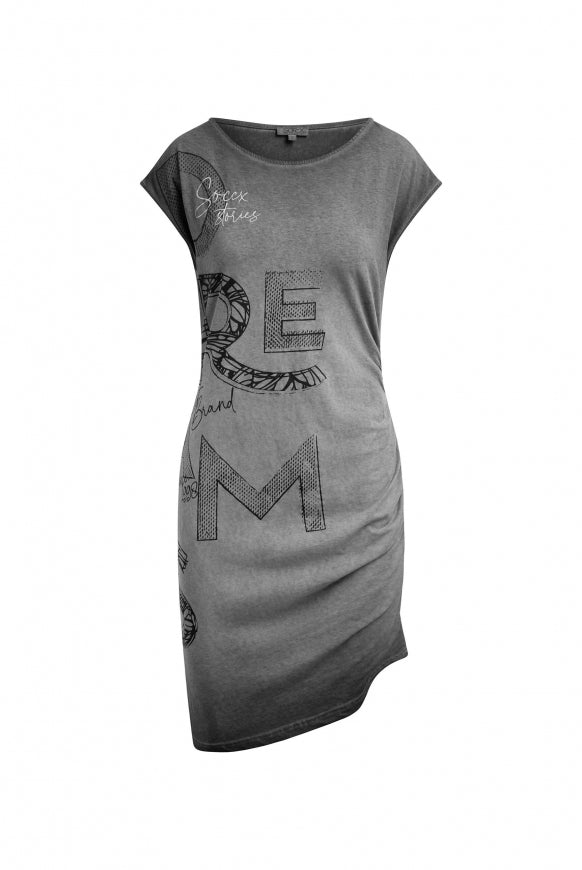 SOCCX Asymetrisches Jerseykleid mit Print und Raffung - black