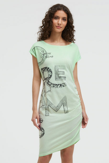 SOCCX Asymetrisches Jerseykleid mit Print und Raffung - neon green