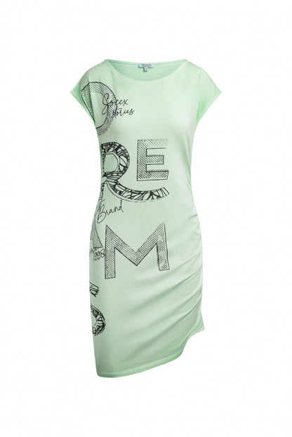 SOCCX Asymetrisches Jerseykleid mit Print und Raffung - neon green