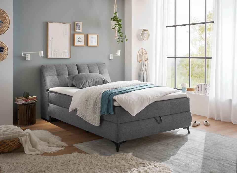 Boxbett Atlantis 140x200 cm in Dark Grey von ED Exciting Design mit Bettkasten