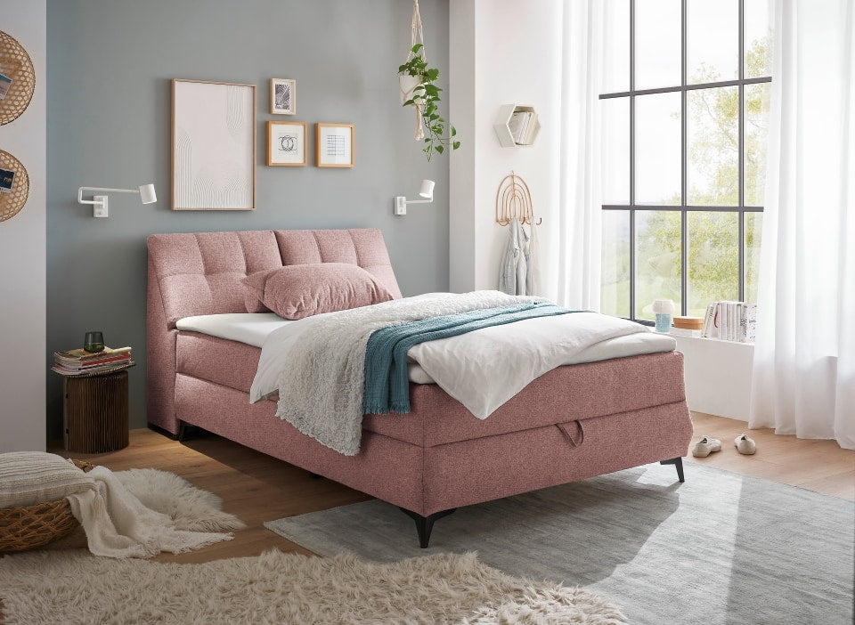 Boxbett Atlantis 140x200 cm in Flamingo von ED Exciting Design mit Bettkasten