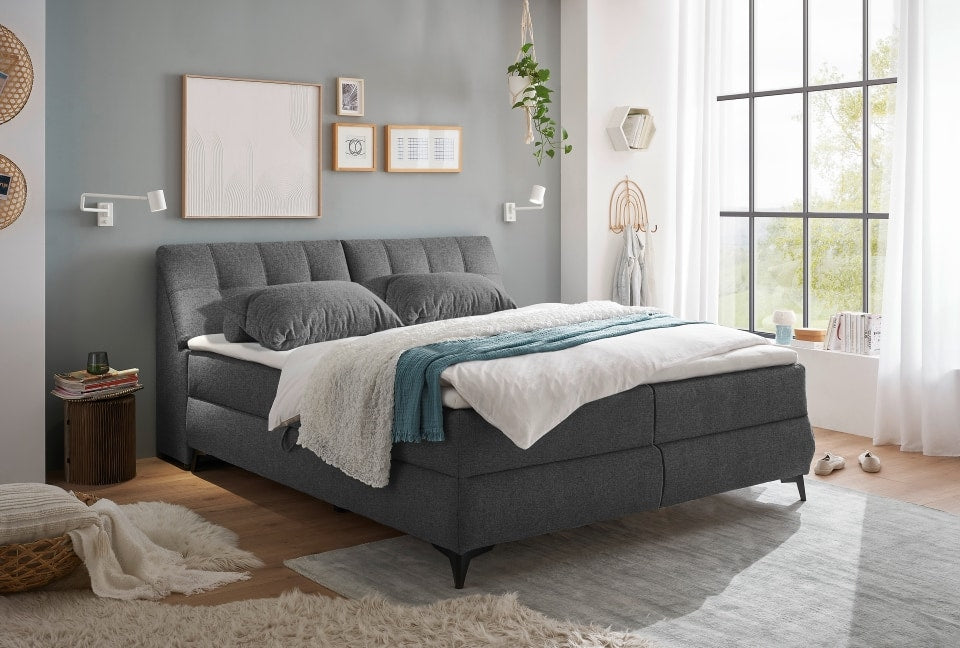 Boxbett Atlantis 160x200 cm in Anthrazit von ED Exciting Design mit Bettkasten