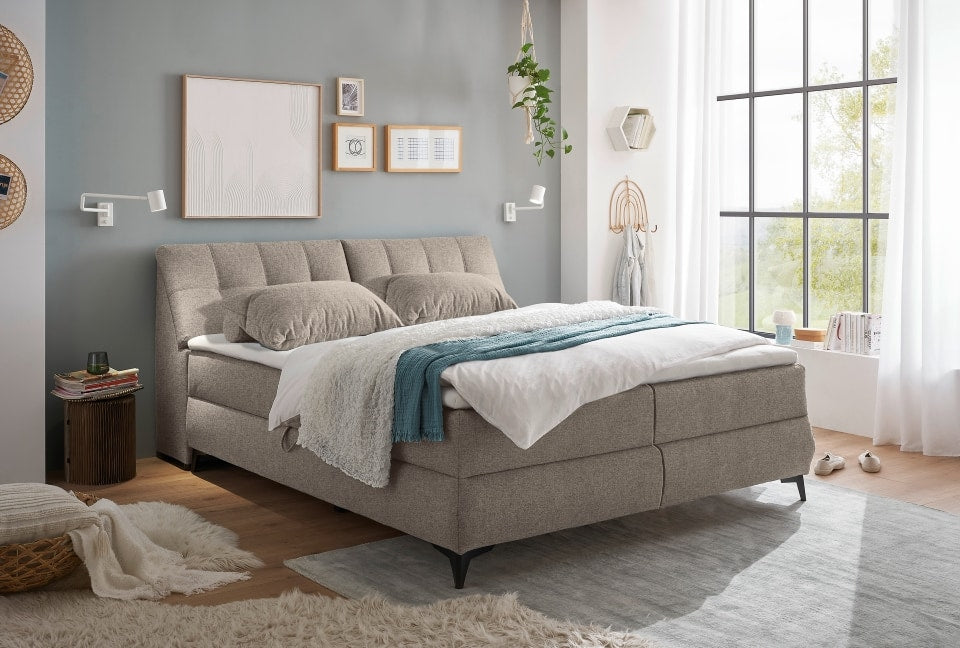 Boxbett Atlantis 160x200 cm in Sand von ED Exciting Design mit Bettkasten