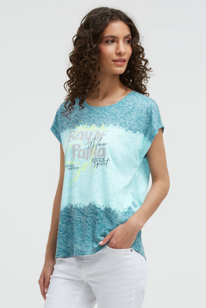SOCCX Ausbrenner-Shirt mit All Over Print und Artwork - fresh breeze