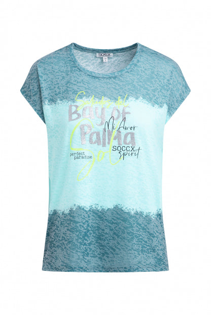 SOCCX Ausbrenner-Shirt mit All Over Print und Artwork - fresh breeze