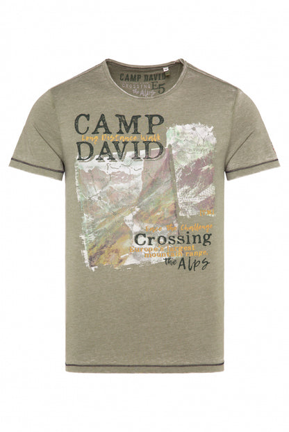 CAMP DAVID Ausbrenner Shirt mit Photoprint - sage green