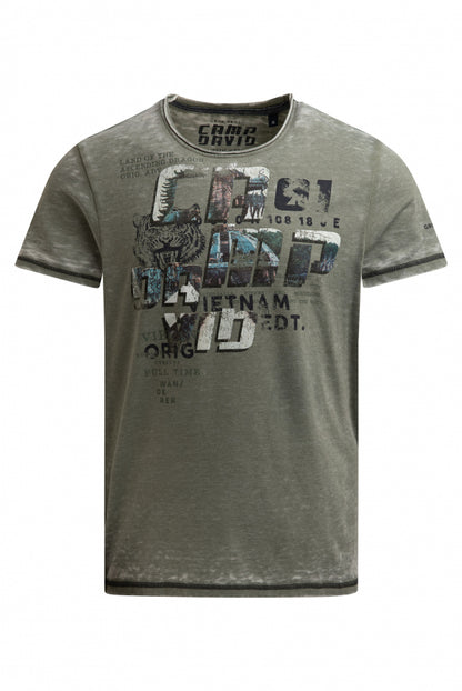 CAMP DAVID Ausbrenner-Shirt mit Photoprint - green olive