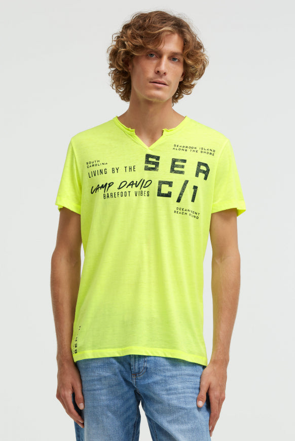 CAMP DAVID Ausbrenner-Shirt mit Used Look und Label Prints