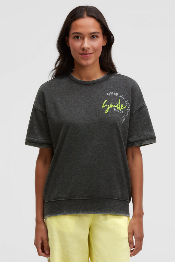 SOCCX Ausbrenner-Sweatshirt Kurzarm mit Artwork