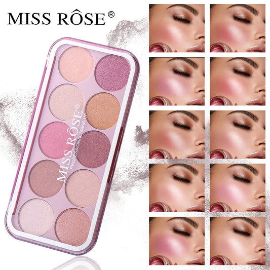 MISSROSE Natural Brightening Rouge Blush Palette Facial Contouring Pearlescent Fine Glitter Highlighter One Piece Palette Makeup