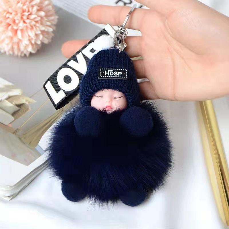 9 CM Schönheit Für Dame Schöne Mädchen Tasche Anhänger Plüsch Puppe Auto Schlüsselanhänger Anhänger beige
