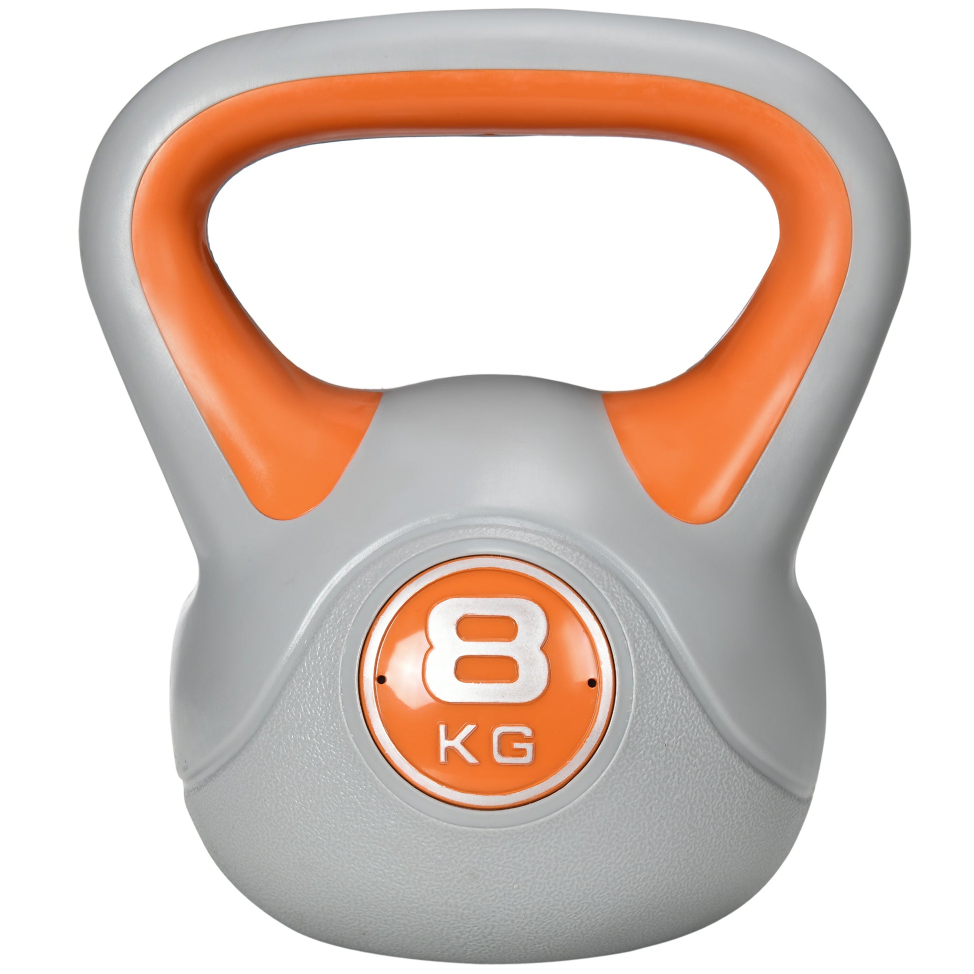 SPORTNOW Kettlebell 8 kg, Hantel mit ergonomischem Griff, Kugelhantel, Muskelaufbau, Training, für Fitnessstudio, orange   Aosom