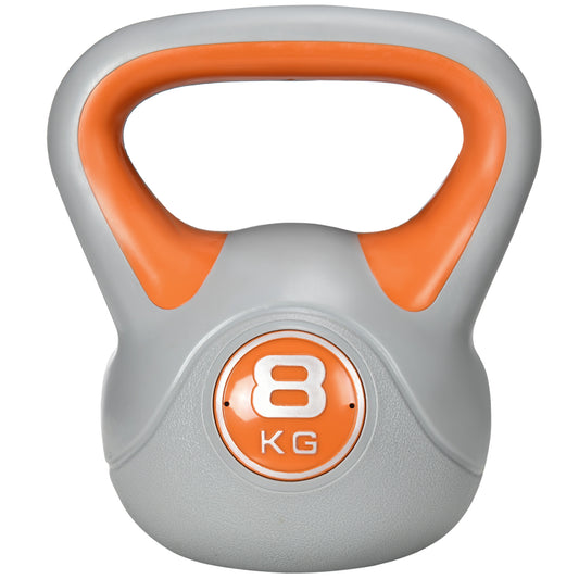 SPORTNOW Kettlebell 8 kg, Hantel mit ergonomischem Griff, Kugelhantel, Muskelaufbau, Training, für Fitnessstudio, orange   Aosom