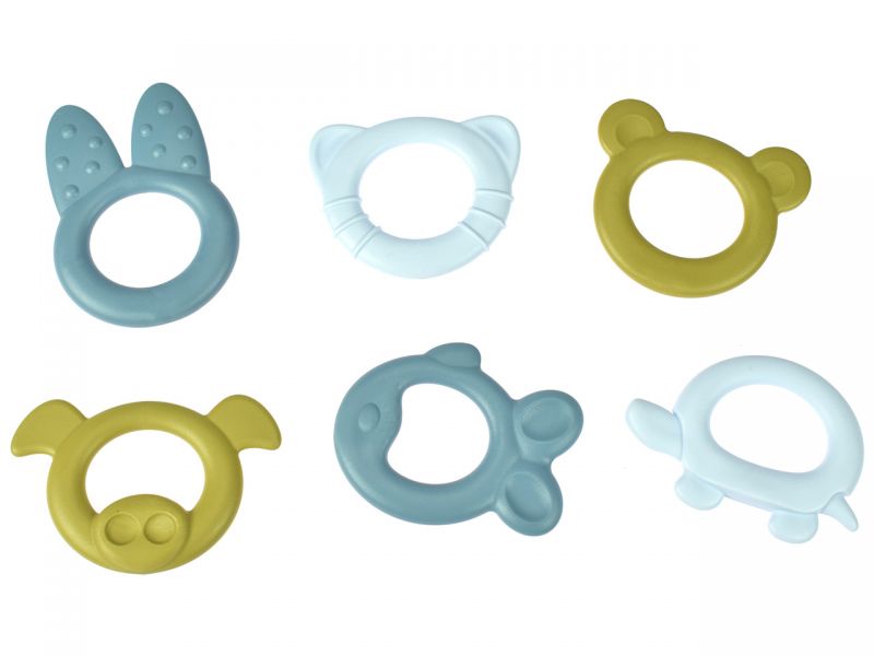 dantoy tiny BIOplastic Beißring, hart, hellblau, 3er-Set