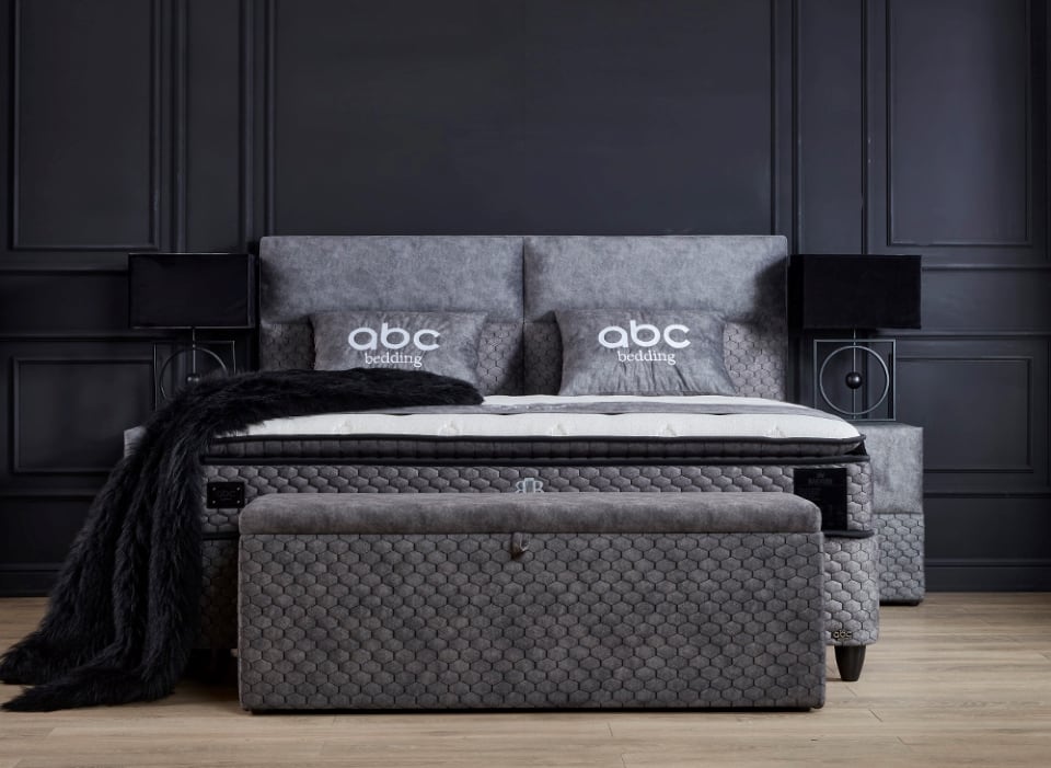 Erleben Sie himmlischen Schlafkomfort: Das Boxspringbett Babylon von ABC Bedding in Grau - Jetzt online kaufen bei Myhomelando