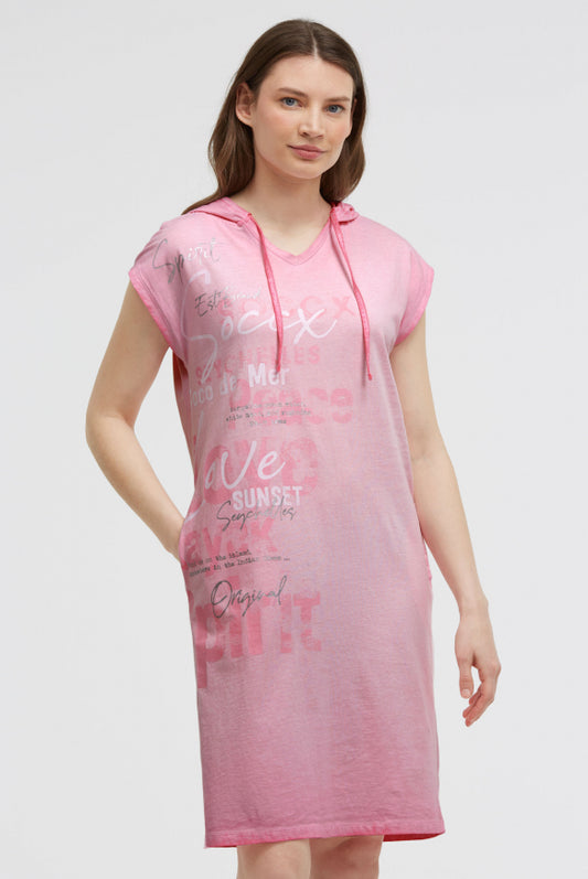 SOCCX Basic Hoodie-Kleid mit Wording Print