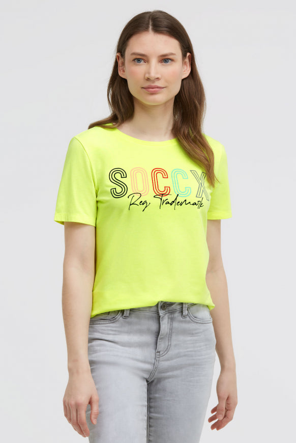 SOCCX Basic Logo T-Shirt mit Rundhalsausschnitt