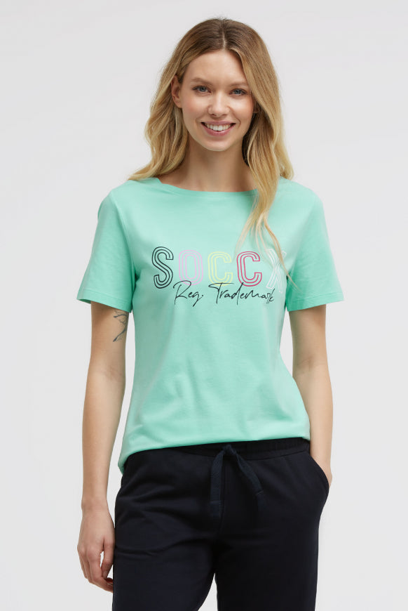 SOCCX Basic Logo T-Shirt mit Rundhalsausschnitt