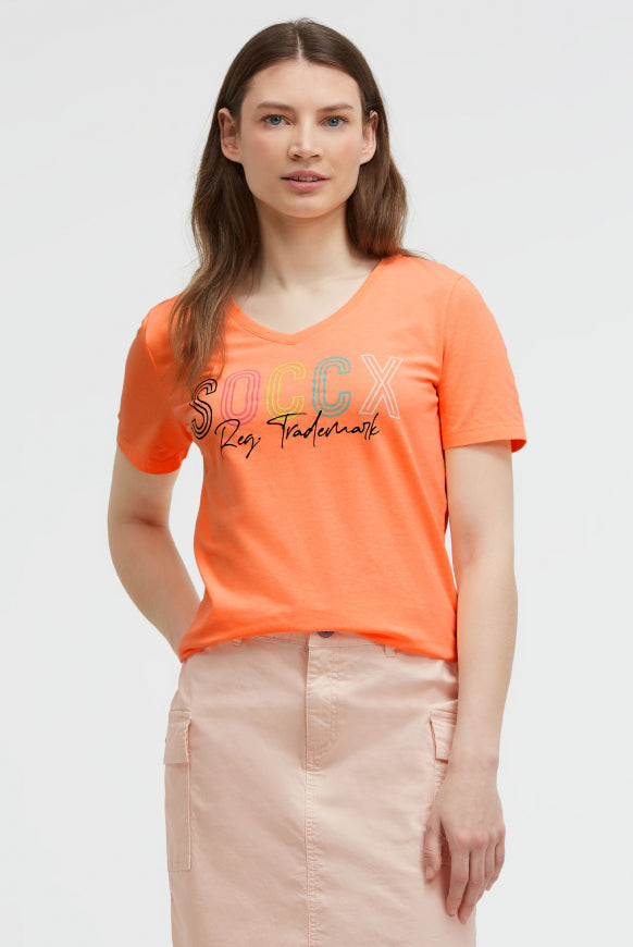 SOCCX Basic Logo T-Shirt mit Rundhalsausschnitt