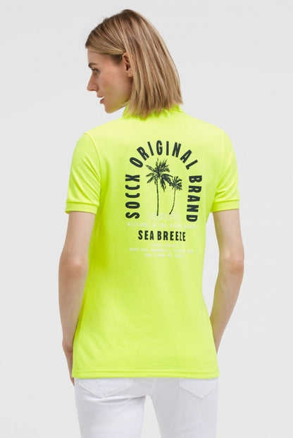 SOCCX Basic Poloshirt aus Pikee mit Backprint - electric lemon