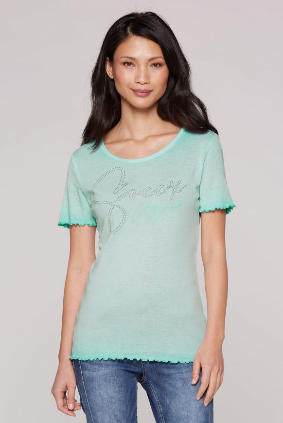 SOCCX Basic Rippshirt mit Logo aus Schmucksteinen