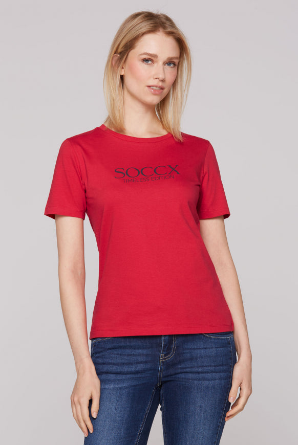 SOCCX Basic T-Shirt mit Logo Print