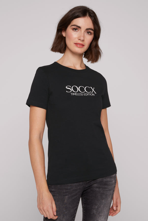 SOCCX Basic T-Shirt mit Logo Print